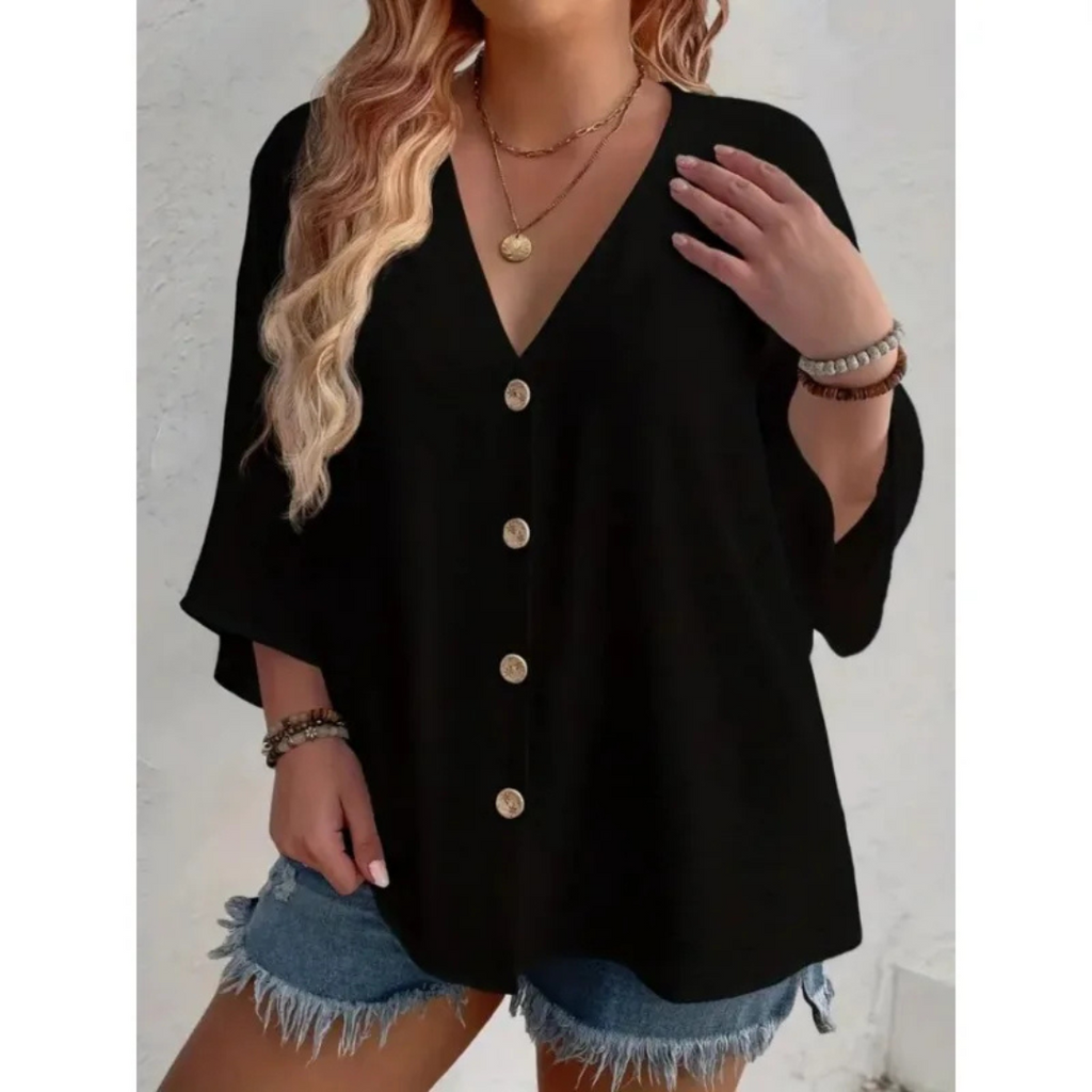 Dorothy™ | Elegant V-Neck Buttoned Top