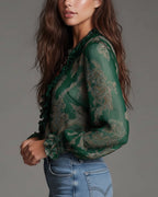 Katie™ | Refined Blouse with Half-Zip and Ruffles