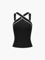 Contrast Trim Strap Knit Top