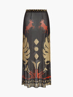 Sheer Printed Sarong Skirt
