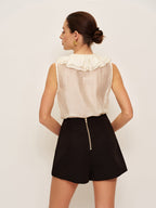 High-Waist Double-Breasted Button Shorts