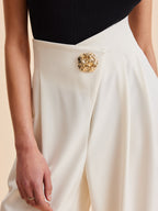 Embellished High-Waist Wide-Leg Pants with Improved Comfort