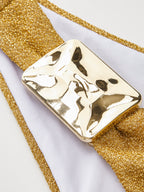 Gold Metallic Detail Bikini Bottom