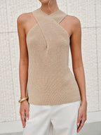 Halter Cross-Over Collar Tank Top