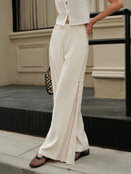 Patchwork Pleated Wide Leg Pants