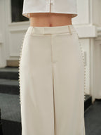 Patchwork Pleated Wide Leg Pants