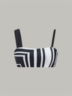 Geometric Print Asymmetric Strap Bikini Top