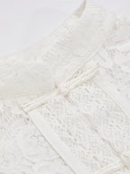 Frog Closure Lace Mandarin Collar Blouse