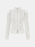 Frog Closure Lace Mandarin Collar Blouse