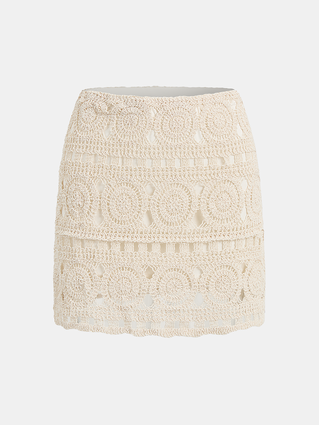 Circle Pattern Crochet Mini Skirt