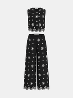 Embroidered Floral Cotton Top & Pants Set