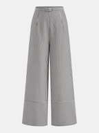 Belted Striped Wide-Leg Pants