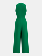 Sleeveless V-Neck Tie Waist Wide-Leg Jumpsuit