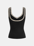 Contrast Trim Ribbed Knit Tank Top
