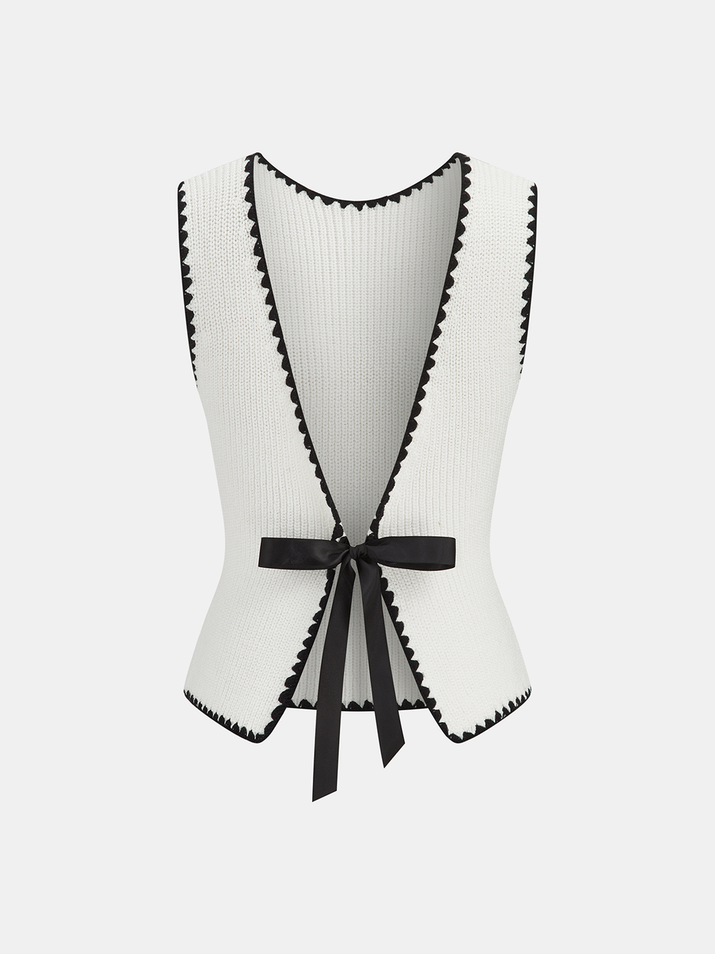 Scalloped Trim Tie-Back Sweater Vest