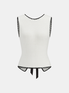Scalloped Trim Tie-Back Sweater Vest