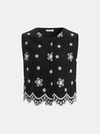 Embroidered Floral Cotton Top & Pants Set