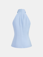 Tencel Blend Halter Buttoned Vest & Shorts Set