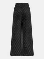 Polka Dot Tie Neck Top & Wide Leg Pants Set