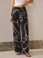 Rope Print Wide-leg Pants