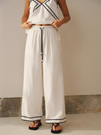 Contrast Trim Cami Top & Wide Leg Pants Set