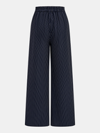 Pinstripe Wrap Tie Top & Wide-Leg Pants Set
