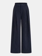 Pinstripe Wrap Tie Top & Wide-Leg Pants Set