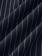 Pinstripe Wrap Tie Top & Wide-Leg Pants Set