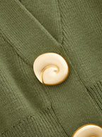 Lace Trim Metal Button V-Neck Knit Vest