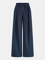 Mid-Waist Tie-Waist Wide Leg Pants