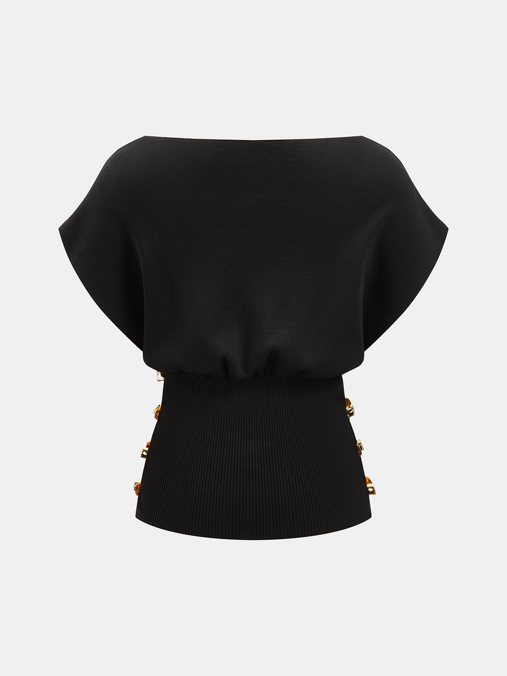 Amber Detail Cinched Waist Knit Top