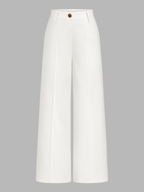 Linen Blend Mid-Waist Wide Leg Pants