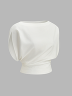 Ruched Cinched Waist Boat Neck Blouse