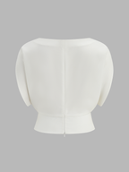 Ruched Cinched Waist Boat Neck Blouse