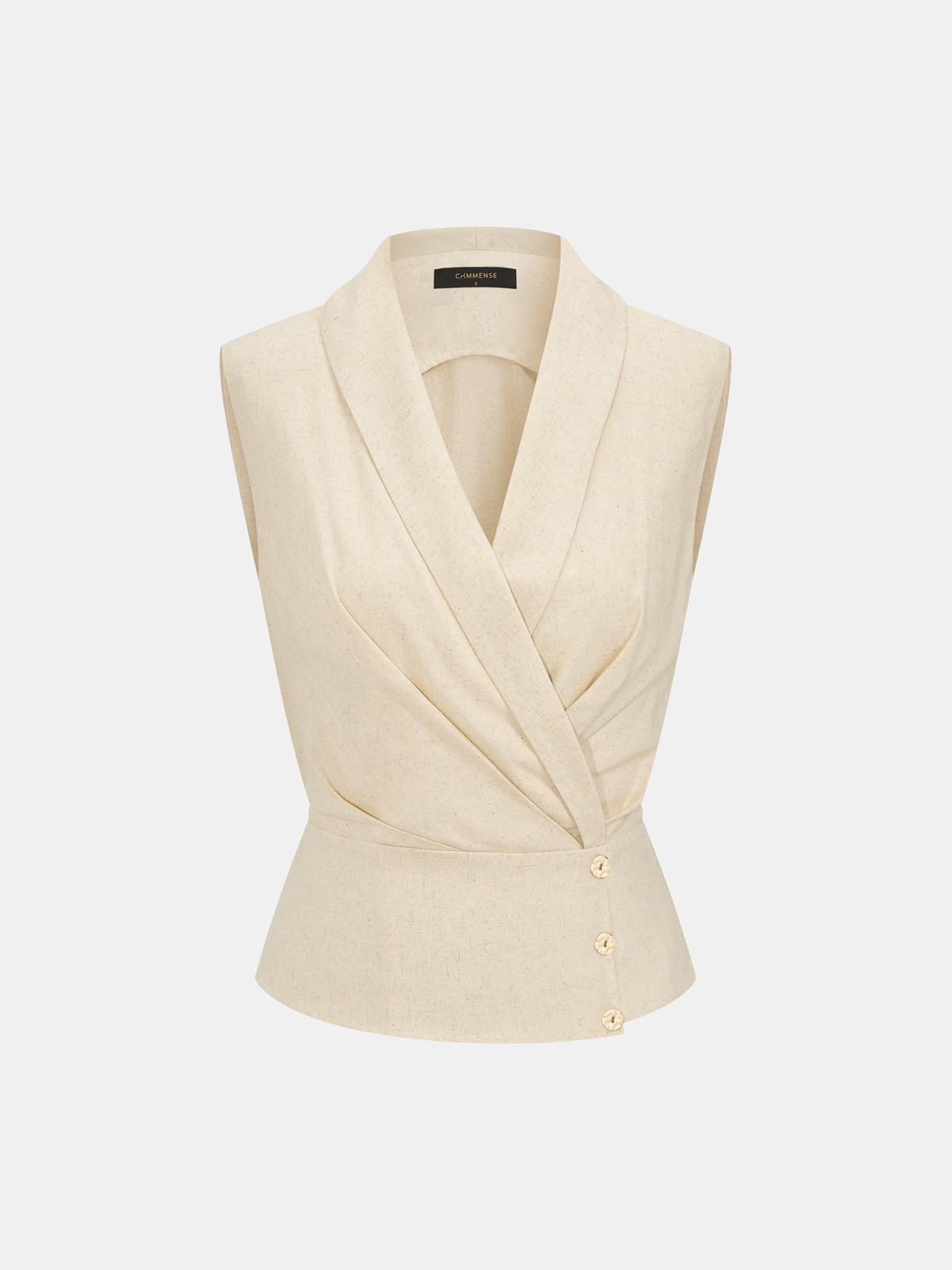 Linen Blend Wrap Vest Top