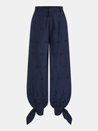 Eyelet Embroidery Top & Tie-Cuff Pants Set