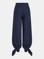 Eyelet Embroidery Top & Tie-Cuff Pants Set