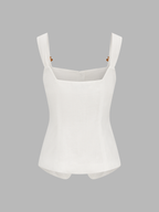 Linen Blend Metal Detail Cami Top