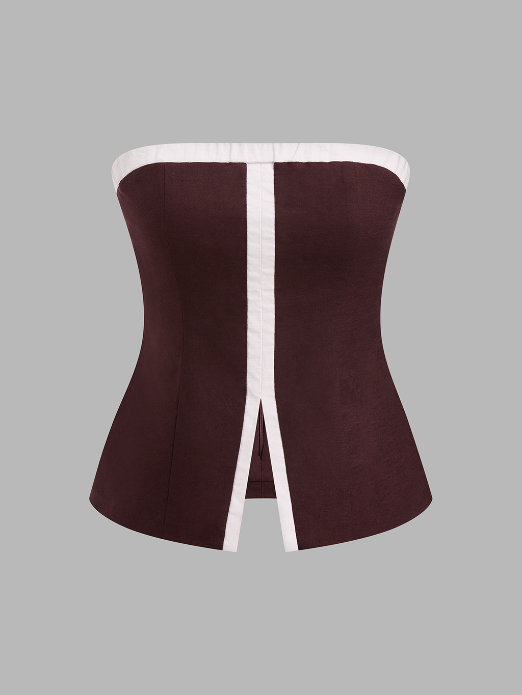 Cotton Linen Contrast Trim Tube Top & Pants Set