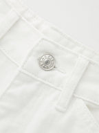 Mid-Waist Curved Leg Denim Pants