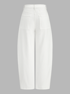 Mid-Waist Curved Leg Denim Pants