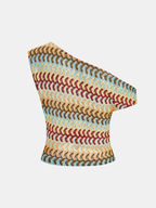 Multicolor One-Shoulder Knit Top & Pants Set