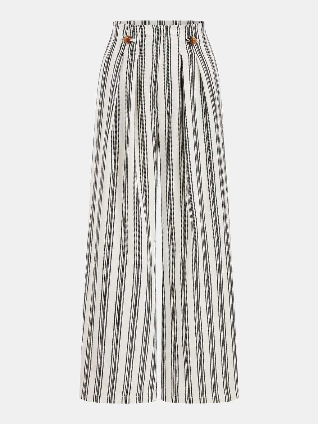 Cotton Linen Striped Wide Leg Pants