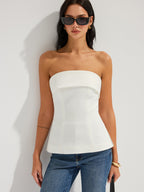 Strapless Foldover Side Slit Tube Top