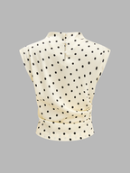 Polka Dot Sleeveless Ruched Blouse