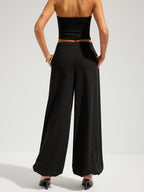 Asymmetric Overlay Loose Wide Leg Pants