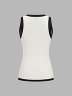 Contrast Trim Ribbed Knit Vest