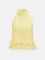 Pleated Layered Ruffle Halter Tank Top