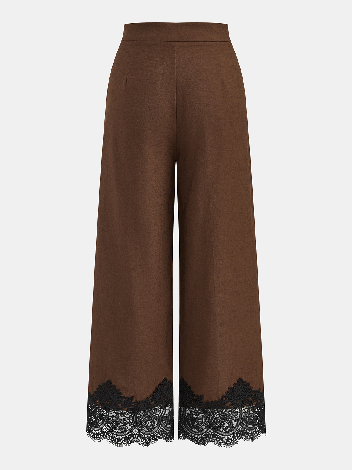 Cotton Linen Lace Trim Wide Leg Pants