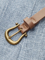 Belted Mid-Waist Casual Shorts